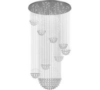 ZR98US Hanging Lamp, Spiral Sphere K9 Crystal Raindrop Staircase Pendant Flush Mount Ceiling Light Fixture, Chandelier