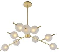 ZR98US Industrial Rustic Sputnik G9 Pendant Compatible with Farmhouse Hanging Ceiling Light Adjustable Height Black And Gold Finish, Chandelier