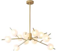 ZR98US Industrial Rustic Sputnik G9 Pendant Compatible with Farmhouse Hanging Ceiling Light Adjustable Height Black And Gold Finish, Chandelier