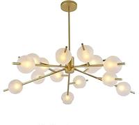 ZR98US Industrial Rustic Sputnik G9 Pendant Compatible with Farmhouse Hanging Ceiling Light Adjustable Height Black And Gold Finish, Chandelier