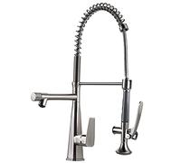 ZR98US Kitchen Faucet with Pull-Down Sprayer, ° Rotating Brass Single Handle Mixer Tap, Stylish Spring for Home & Kitchen Use