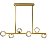 ZR98US Mid Century Chandeliers Over Table Linear Hanging Pendant Light with Milky White Glass Globe Lampshade, Chandelier