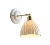 ZR98US Milk Ceramic, French Copper Light Adjustable Angle Wall Lamp for Living Dining Room Hallway Bedside