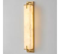 ZR98US Natural Alabaster, Marble Mount Lamp Brass Body Wall Light for Bathroom Living Room Dining Room(Black,60cm/23.62in)