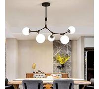 ZR98US Nordic Creative Magic Molecule,Ceiling Light,Black Elegant Bubble Glass Globes Shade During Branch,for Dining Room,Industrial Chandelier-Black. 7 Head