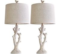 ZR98US Pianta Rustica Lampo di Resina Beige da Tavolo, Set a Due Pezzi per Soggiorno e Salone