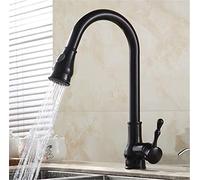 ZR98US Pull Down Kitchen Faucet with ° Swivel And Spray Head - Hot And Cold Water Mixer Tap - Retro Style Single Handle Sink Tap - Antique Brass Finish