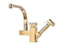 ZR98US Pull-out Kitchen Faucet with Sprayer, Brass Deck Mount Mixer for Bathroom Sink, Hot And Cold Water