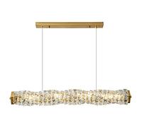 ZR98US Rectangular Chandelier, Luxury Linear Crystal Pendant Hanging Ceiling Light Fixture for Dining Living Room, Kitchen Island