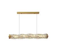 ZR98US Rectangular Chandelier Luxury Linear Crystal Pendant Hanging Ceiling Light Fixture for Dining Room Living Kitchen Island