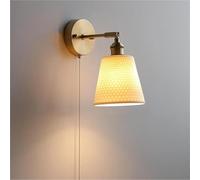 ZR98US Ribbed Ceramic Light, Mid Century all-Copper Lamp Adjustable Angle Wall for Bedroom Living Room Farmhouse(17cm/6.7in)