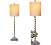 ZR98US Set di Lampade a Table con Base Metallica e Sfoglia Linetta Texturata - Sottocucina, Sala da Pranzo, Spazio Esterno