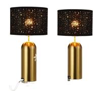 ZR98US Set di tavola Lampada a Set di 2, Multifunzionale con Accesso USB C e Controllo al Tatto, per Soggiorno o Studio (Oro, 60 cm)