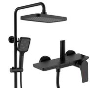 ZR98US Shower System Set - Exposed Shower Head 30x20cm with Waterfall Bathtub Faucet & Handheld Shower - Adjustable Height - Complete Copper Faucet Collection