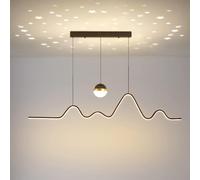 ZR98US Star Projection Long Stepless Dimmable Metal Line Hanging Light Luxury Art Restaurant Kitchen Bar Decoration, Chandelier