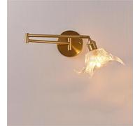 ZR98US Swing Arm, Nordic Flower Glass Light Adjustable Angle Wall Lamp for Bedroom Bedside Living Room Headboard(14cm/5.5in)