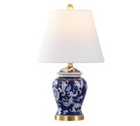 ZR98US Table Lamp con Sfondatura di Linnaio, Crema e Blu/per Stanze da Pranzo, Studiolo, Sala da Pranzo, Cameretta o Dormitorio (Set di 1)