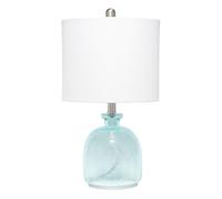 ZR98US Table Lamp con Sfondo di Vetro Clarissimo Crinolina Bianca, Ideale per Spazi Dormire Arredamento. Adatto al Salone, Camera da Letto e Ufficio (4 copie Blu Claro/Clear White+Blu Scuro/Clear