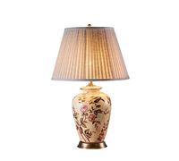 ZR98US Touch Bedside Lamps for Living roomEuropean -Style Retro Lamp Villa all -Bronze Ceramic Table Lamp(Color:A,Size:Button)