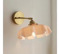 ZR98US Vintage Creativity Light, Flower Glass Straight Arm Wall Lamp for Bedside Hallway Living Room Farmhouse(Blue)