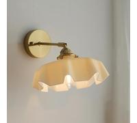 ZR98US Vintage Creativity Light, Flower Glass Straight Arm Wall Lamp for Bedside Hallway Living Room Farmhouse(Blue)