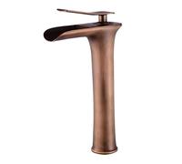 ZR98US Waterfall Taps for Bathroom Sink, Single Handle Basin Tap with Waterfall Spout, Antique Tall