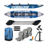 ZRAY Crossover Indigo Kayak Gonfiabile 3 Posti, Fondo Drop Stitch Ad Alta Pressione, Carico Max. 271 kg, 3 pagaie, 3 sedili, pompa ad alta pressione, borsa per il trasporto e kit di riparazione