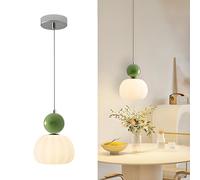 ZRBBRE Unique Pumpkin Design LED Lampada a Sospensione, lampadario da Soffitto Regolabile in Altezza da 150CM, Apparecchio di Illuminazione Interno Cremoso per Camera da Letto e Soggiorno (Verde)