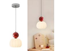 ZRBBRE Unique Pumpkin Design LED Lampada a Sospensione, lampadario da Soffitto Regolabile in Altezza da 150CM, Apparecchio di Illuminazione Interno Cremoso per Camera da Letto e Soggiorno (Rosso)