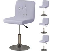 ZRCYXDW 4 Pezzi elastan Fodere per sgabelli da bar, Morbido Impermeabile Coprisgabelli Cucina con schienale basso Fodere Coprisedia con Schienale con Fondo elastico Copriseduta-grigio chiaro-4 Pezzi