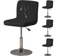 ZRCYXDW 4 Pezzi elastan Fodere per sgabelli da bar, Morbido Impermeabile Coprisgabelli Cucina con schienale basso Fodere Coprisedia con Schienale con Fondo elastico Copriseduta-Nero-4 Pezzi