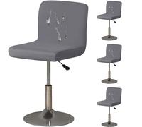 ZRCYXDW 4 Pezzi elastan Fodere per sgabelli da bar, Morbido Impermeabile Coprisgabelli Cucina con schienale basso Fodere Coprisedia con Schienale con Fondo elastico Copriseduta-grigio scuro-4 Pezzi