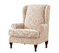 ZRCYXDW Copripoltrona Con Orecchie,Universale Copripoltrona checkered Copripoltrona Calore Antiscivolo Copri Divano Per Hotel Caffè-beige-2 Pezzi