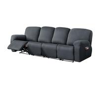 ZRCYXDW Copripoltrona Relax Reclinabile Elasticizzato, Morbida Fodera Per Poltrona Con Fondo Elastiche Antiscivolo Fodere Copripoltrona Lavabile Sofa Protettore-grigio-4 Posti