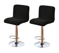 ZRCYXDW Elastan Fodere Per Sgabelli Da Bar, 2-Pezzo Elasticizzato Coprisedia Per Sgabello Da Bar Con Schienale Antiscivolo Coprisedie Per Bar Per Hotel Gatti Cani-Nero-2 Pezzi