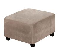 ZRCYXDW Velluto Copri Ottomano, Elasticizzato Quadrato Copertura Protettiva Per Sgabello Spessa Calore Copri Poggiapiedi Per Soggiorno Camera Da Letto-Taupe-Large