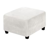 ZRCYXDW Velluto Copri Ottomano, Elasticizzato Quadrato Copertura Protettiva Per Sgabello Spessa Calore Copri Poggiapiedi Per Soggiorno Camera Da Letto-Bianco-Large