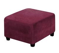 ZRCYXDW Velluto Copri Ottomano, Elasticizzato Quadrato Copertura Protettiva Per Sgabello Spessa Calore Copri Poggiapiedi Per Soggiorno Camera Da Letto-vino rosso-Large