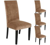 ZRCYXDW Velluto Fodere Coprisedia per Sala da Pranzo, Morbida Coprisedie con Schienale Set di 4 Addensare Copertura della Sedia Rimovibile Copri Sedie-Cammello-4 Pezzo