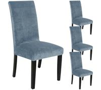 ZRCYXDW Velluto Fodere Coprisedia per Sala da Pranzo, Morbida Coprisedie con Schienale Set di 4 Addensare Copertura della Sedia Rimovibile Copri Sedie-Blu-B-4 Pezzo