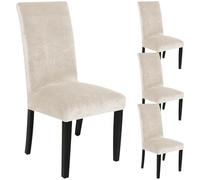 ZRCYXDW Velluto Fodere Coprisedia per Sala da Pranzo, Morbida Coprisedie con Schienale Set di 4 Addensare Copertura della Sedia Rimovibile Copri Sedie-Beige-4 Pezzo