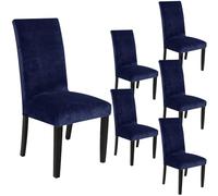 ZRCYXDW Velluto Fodere Coprisedia per Sala da Pranzo, Morbida Coprisedie con Schienale Set di 6 Addensare Copertura della Sedia Rimovibile Copri Sedie-Blu Navy-6 Pezzo