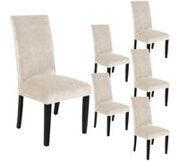 ZRCYXDW Velluto Fodere Coprisedia per Sala da Pranzo, Morbida Coprisedie con Schienale Set di 6 Addensare Copertura della Sedia Rimovibile Copri Sedie-Beige-6 Pezzo