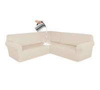 ZRCYXDW ZRCXDW Impermeabile Copridivano A Forma Di L, 3 Pezzo A Forma Di L Fodere Per Divano Angolare 5 Posti Elasticizzato Fodera Protettiva Lavabile Per Soggiorno-Beige-5 posti