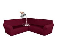 ZRCYXDW ZRCXDW Impermeabile Copridivano A Forma Di L, 3 Pezzo A Forma Di L Fodere Per Divano Angolare 5 Posti Elasticizzato Fodera Protettiva Lavabile Per Soggiorno-vino rosso-5 posti