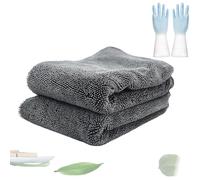 ZrdlqlLcjxy 2+1 Pcs MagicDry Twist-Weave Microfiber Car Towel-Streak-Free, Ultra-Absorbent, Double-Twist Pile, Scratch-Safe, for Cars, Trucks, Motorcycles (2pcs - Large)