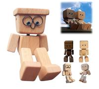 ZrdlqlLcjxy Shaking Wooden Man Figurine, Shaking Feet Wooden Doll, Handmade Shaking Feet W-ooden Doll, Funny Car Dashboard Decor, Little Nerdy Dolls Gifts for Wife Daughter (D)