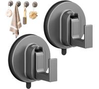 ZrdlqlLcjxy Suction Cup Hooks for Shower, Ffunhoo Heavy Suction Cups Without Bore, No Drill Wall Hanger, Drill-Free Towel Holder & Decorative Door Hanger (Black2pcs)