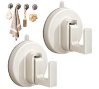 ZrdlqlLcjxy Suction Cup Hooks for Shower, Ffunhoo Heavy Suction Cups Without Bore, No Drill Wall Hanger, Drill-Free Towel Holder & Decorative Door Hanger (White2pcs)