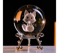 ZRENJHUS Sfera di cristallo 3D per gatti Regali a tema gatto Amante dei gatti Regali Correlati ai gatti Fermacarte in vetro Gatto Globo Decorazione Regali per gli amanti dei gatti 60 mm Sfera di gatto
